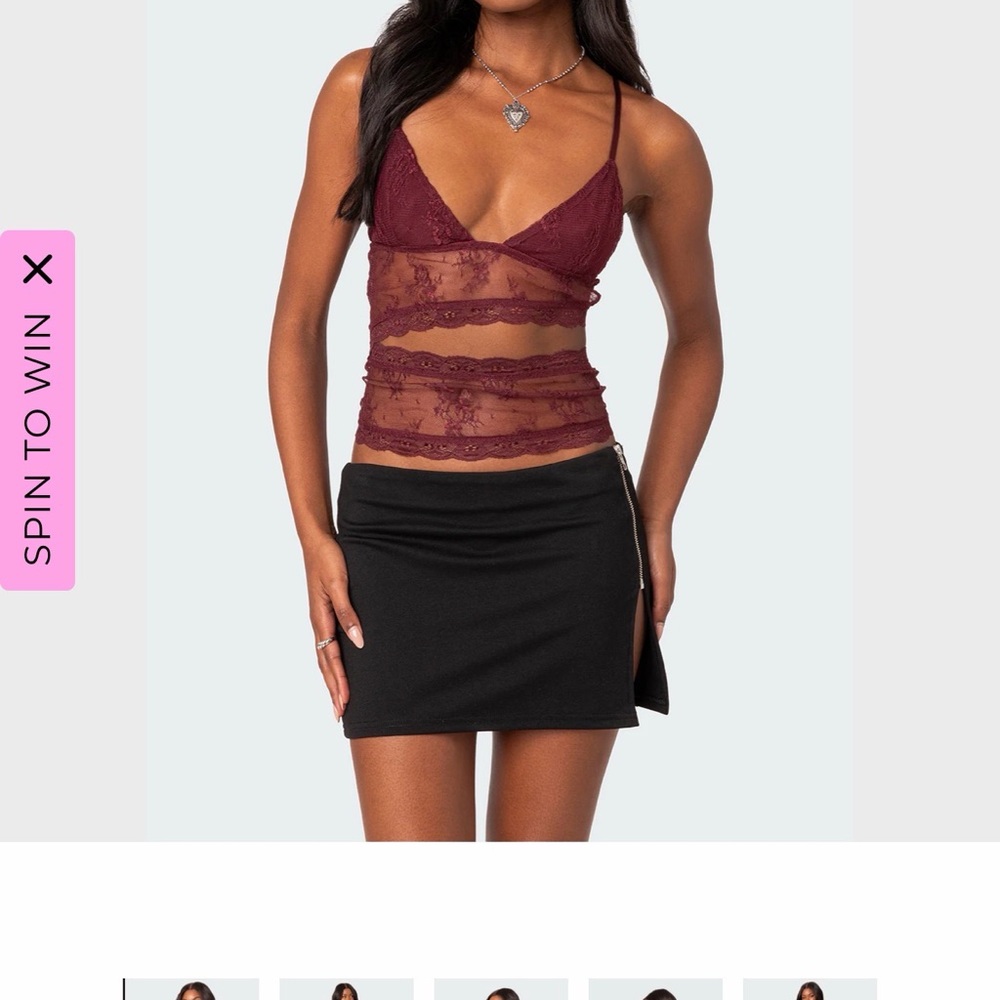 Edikted Burgundy Lace Crop Top